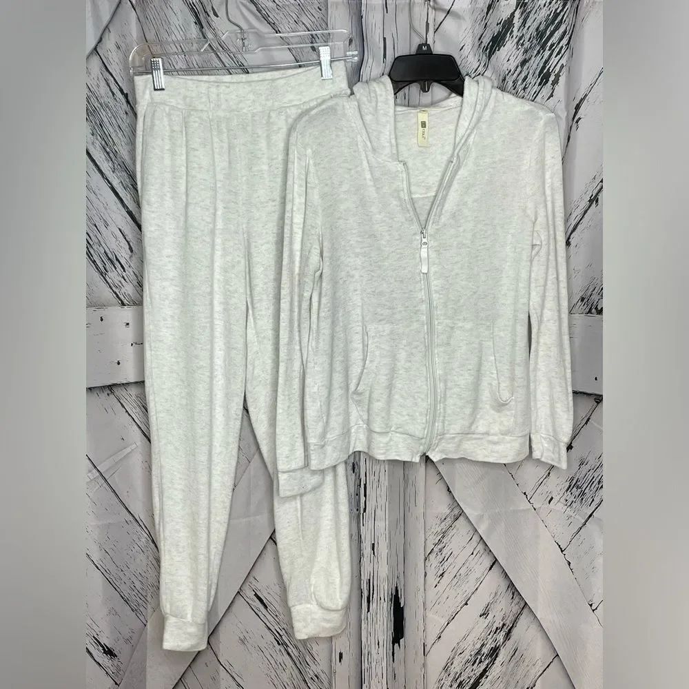 La Cera Comfort Zipper Hoodies and Pants Oatmeal Small